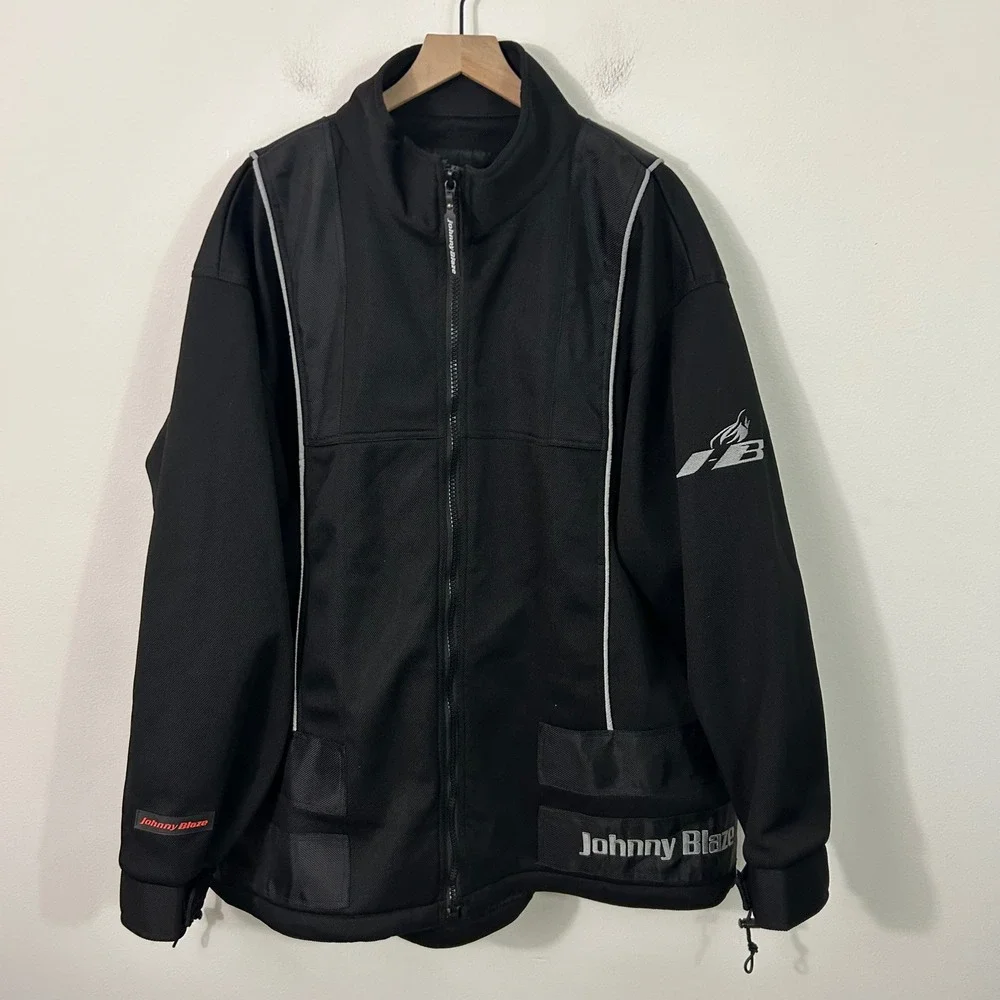 Rare Johnny Blaze Mesh Jacket Black Reflective Vintage 90's Y2K Mens 2XL